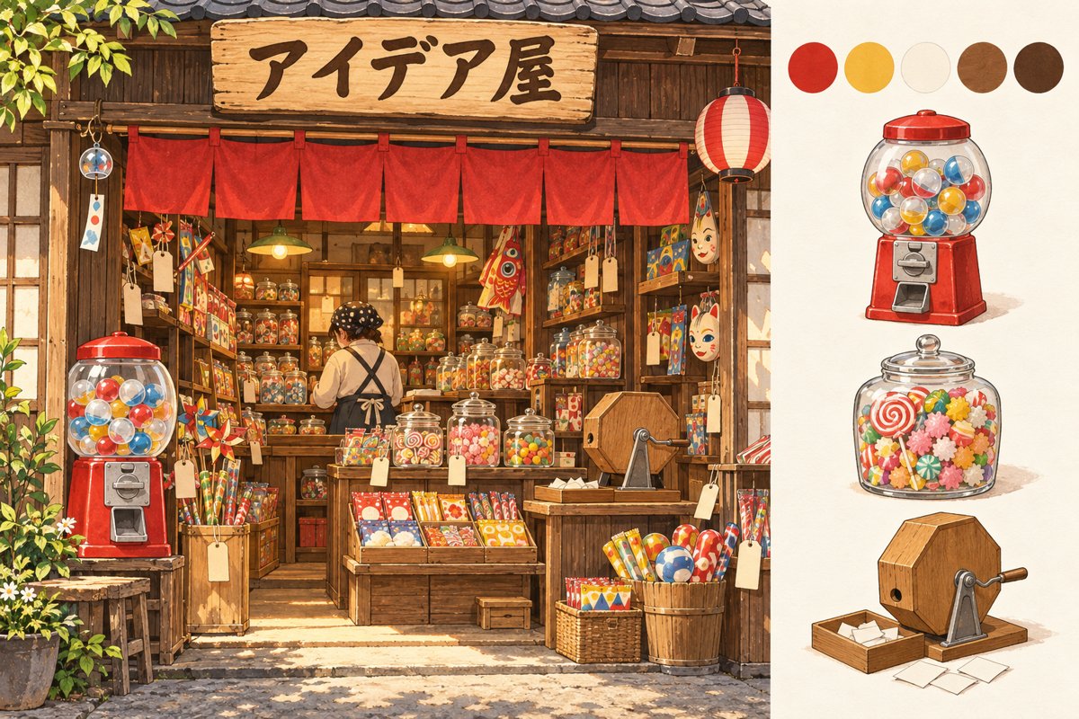 駄菓子屋風のアイデア屋の見本