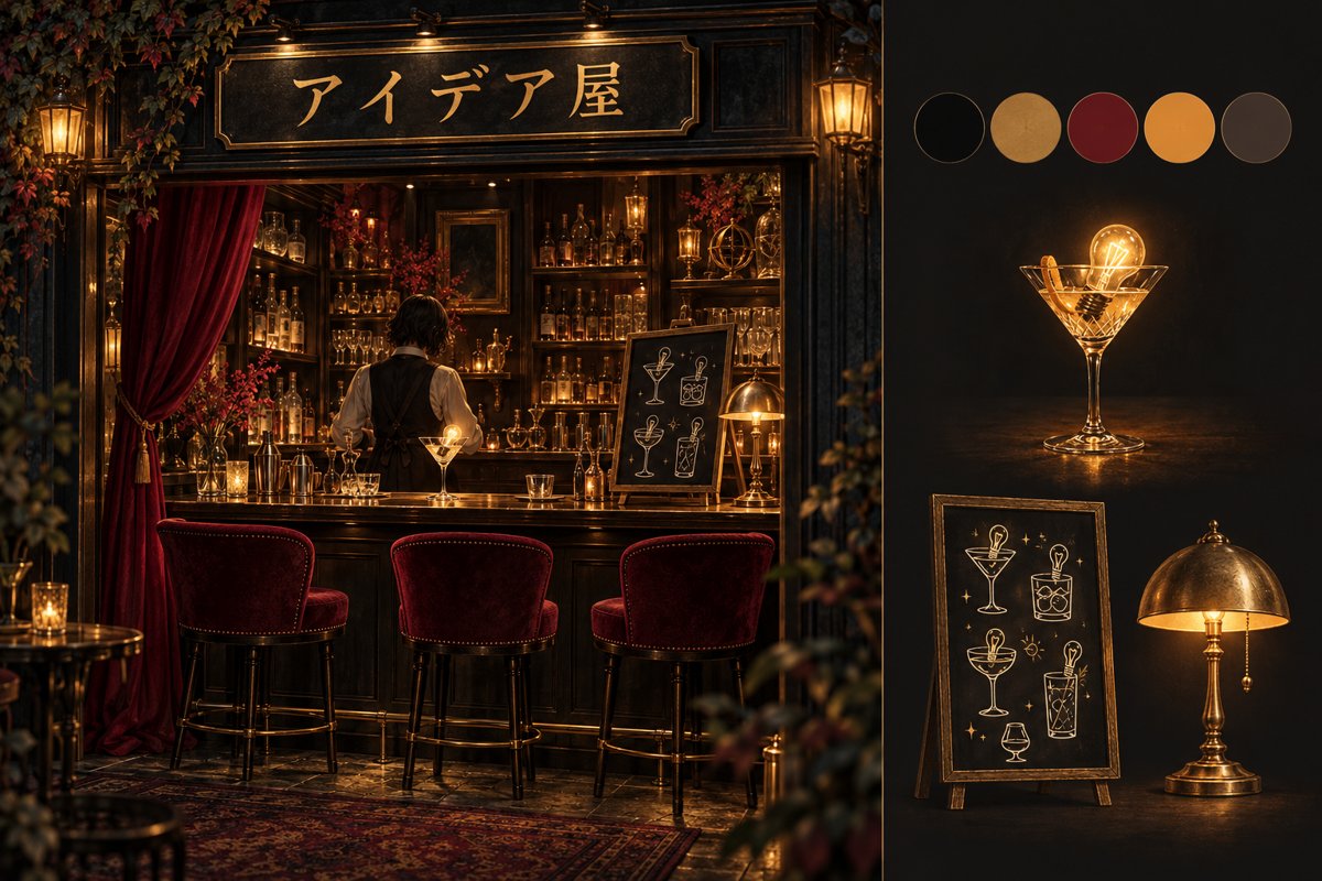 隠れ家バー風のアイデア屋の見本